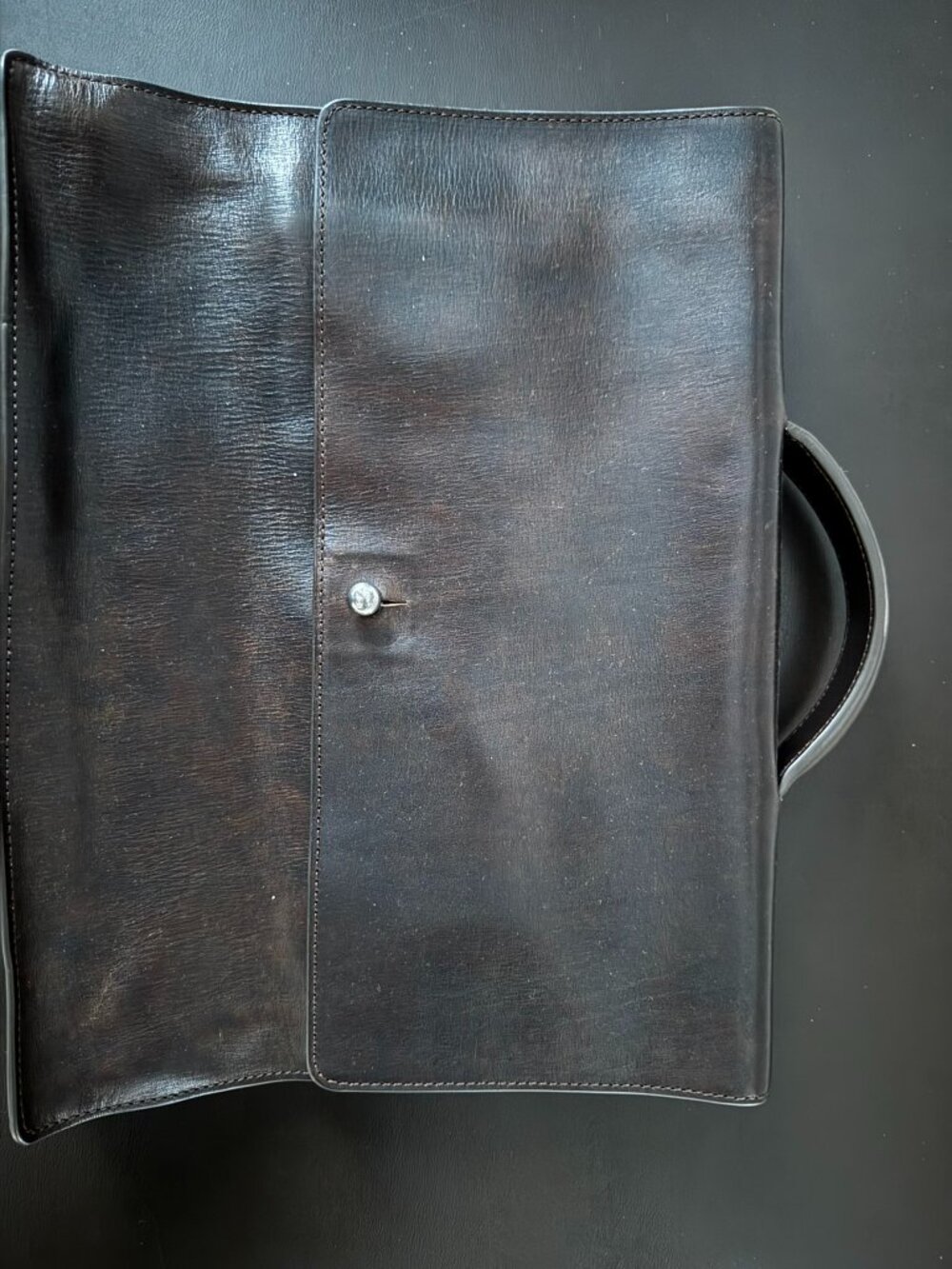 John Varvatos Italian Leather Portfolio Clutch with Fleur-de-Lis Lining